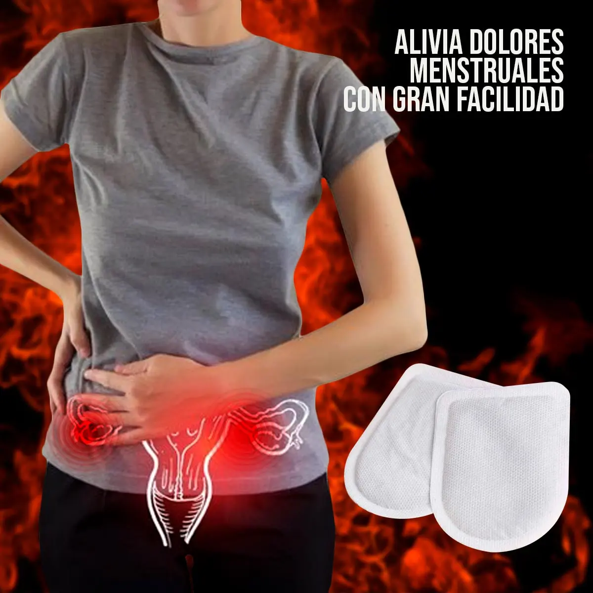 Set x12 Parches Calientes alivia dolor menstrual con calor terapéutico para alivio rápido.