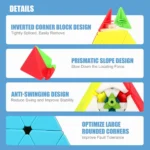 Set x3 cubos Rubik Piramide con diseño de esquinas optimizadas y sin oscilaciones.
