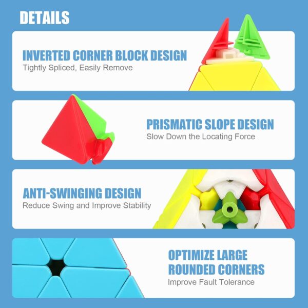 Set x3 Cubo Rubik Piramide Rompecabezas Mágico - Imagen 6