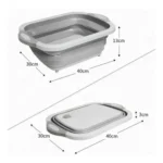 Tabla multifuncional con escurridor plegable de 30x40cm, ideal para cocina.