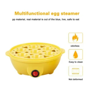 Gallina Olla Hervidor de Huevos Eléctrico amarillo, con 7 huecos, práctico y fácil de limpiar.