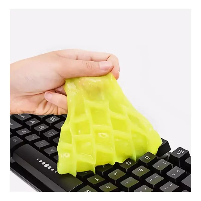 Slime gel limpiador para teclados y autos, con textura de waffle.