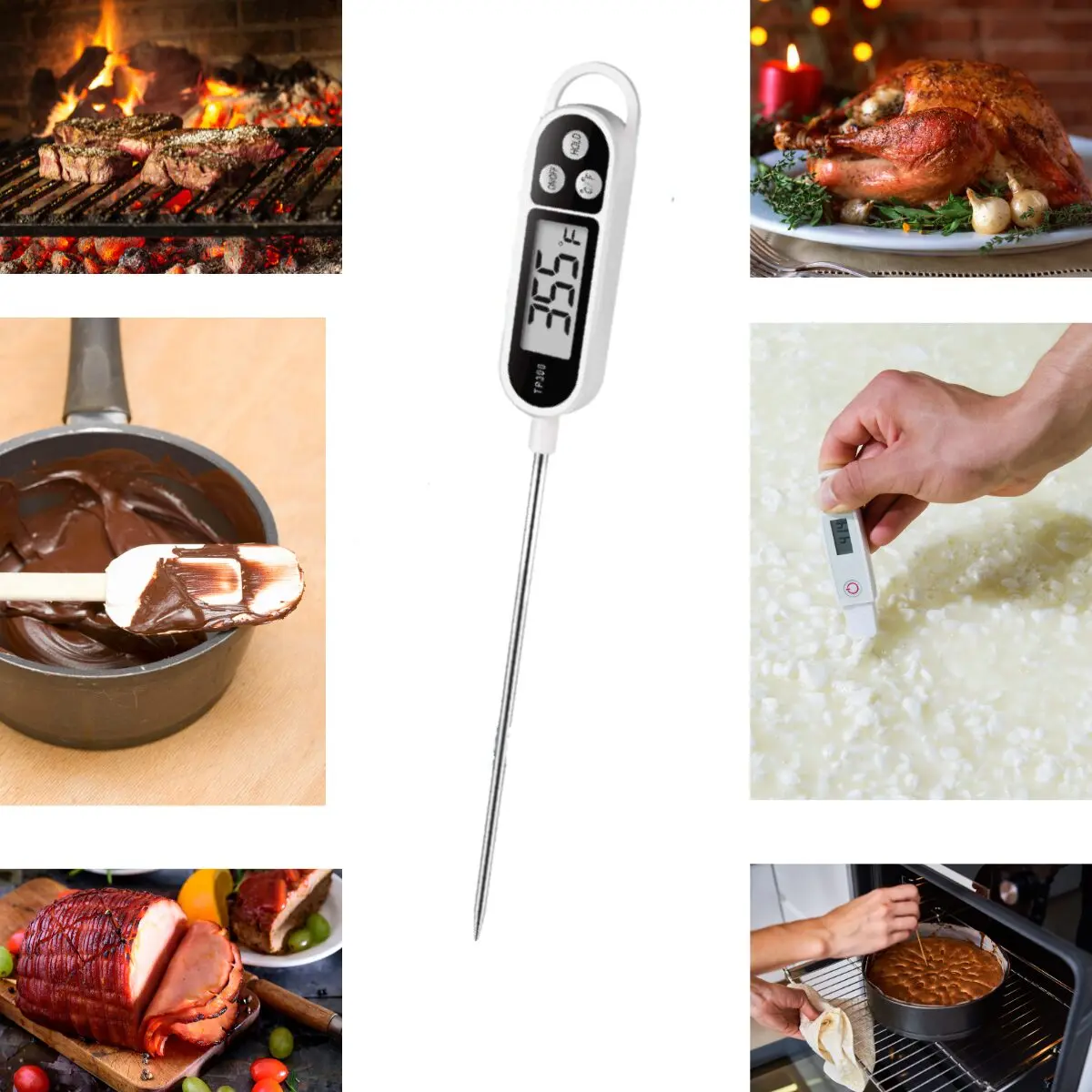 Termómetro digital de cocina para carne, pavo, chocolate y hornear pasteles.