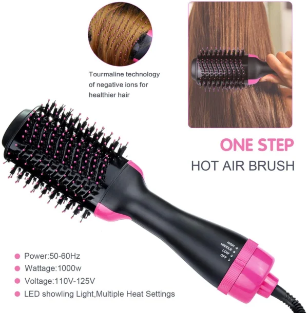 Cepillo secador de aire voluminizador para cabello con tecnología de iones, 1000W.