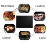 Láminas antiadherentes para asar BBQ, ideales para hornos y parrillas, fácil limpieza.