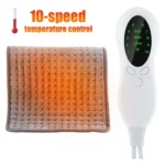 Manta térmica eléctrica acolchada con control de 10 velocidades de temperatura y temporizador.
