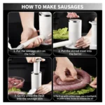 Embutidora manual para chorizos y salchichas: pasos para preparar carne en la embutidora.