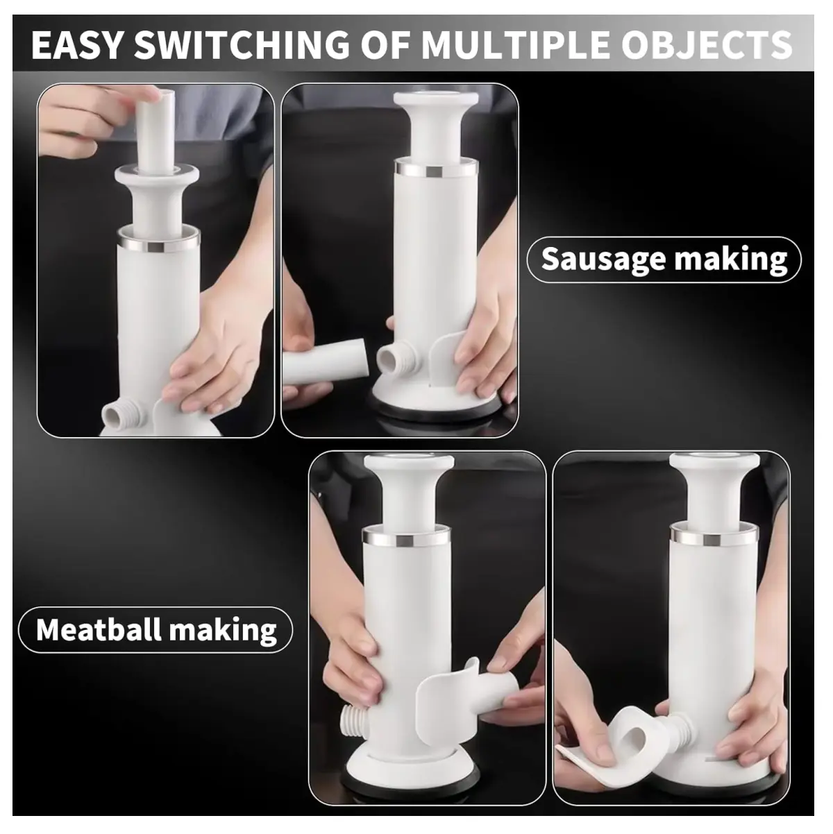 Embutidora manual para chorizos y salchichas, fácil de usar para hacer albóndigas.