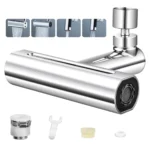 Extensor de grifo lavaplatos cocina 4 en 1 con múltiples chorros y accesorios.