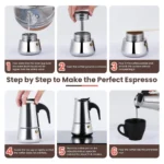 Cafetera italiana de expreso de 9 tazas: cómo hacer café paso a paso