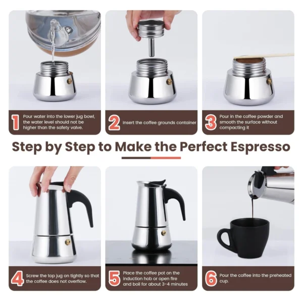 Cafetera italiana de expreso de 9 tazas: cómo hacer café paso a paso
