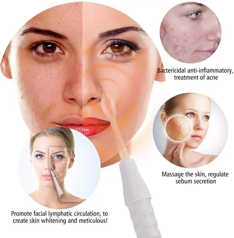 Limpiador facial alta frecuencia: mejora piel, trata acné, regula sebo y promueve circulación.