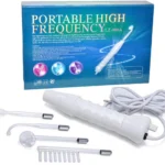 Limpiador facial alta frecuencia portátil con electrodos de vidrio para tratamiento de piel.