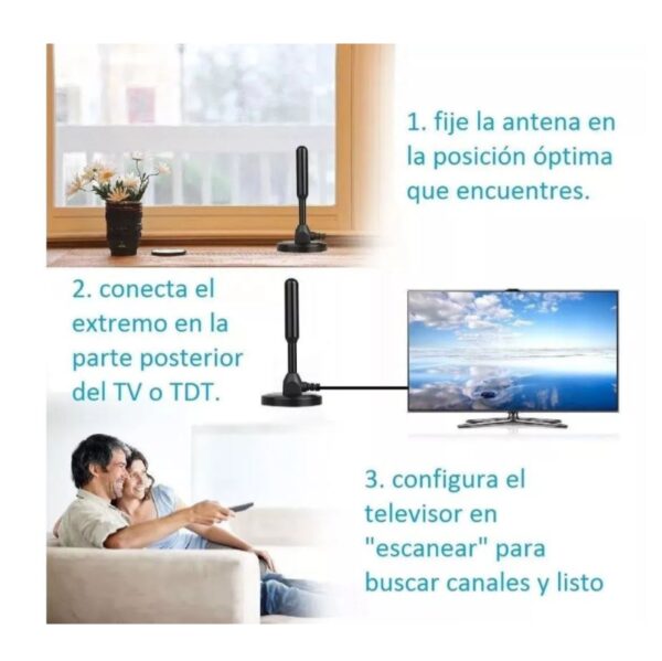 Antena De Tv Digital Tdt Base Magnética - Imagen 4