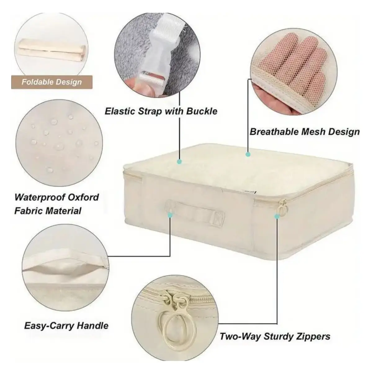 Set organizador de maleta de 7 piezas con diseño plegable, asas y cremalleras resistentes.