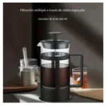 Prensa francesa de vidrio con filtro de acero para 800 ml, ideal para café o té.