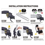 Motosierra Pro Portátil: pasos para instalar la cadena y ajustar tensión.