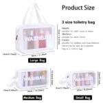 Cosmetiquera transparente "Washbag" de tres tamaños para viaje y uso diario.