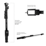 Monopod selfie YUNFENG 1288 para celular y cámara, tamaño mínimo 42cm, máximo 113cm.