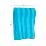 Toallas X4 paño de microfibra azul de 39 cm, con franjas texturizadas.