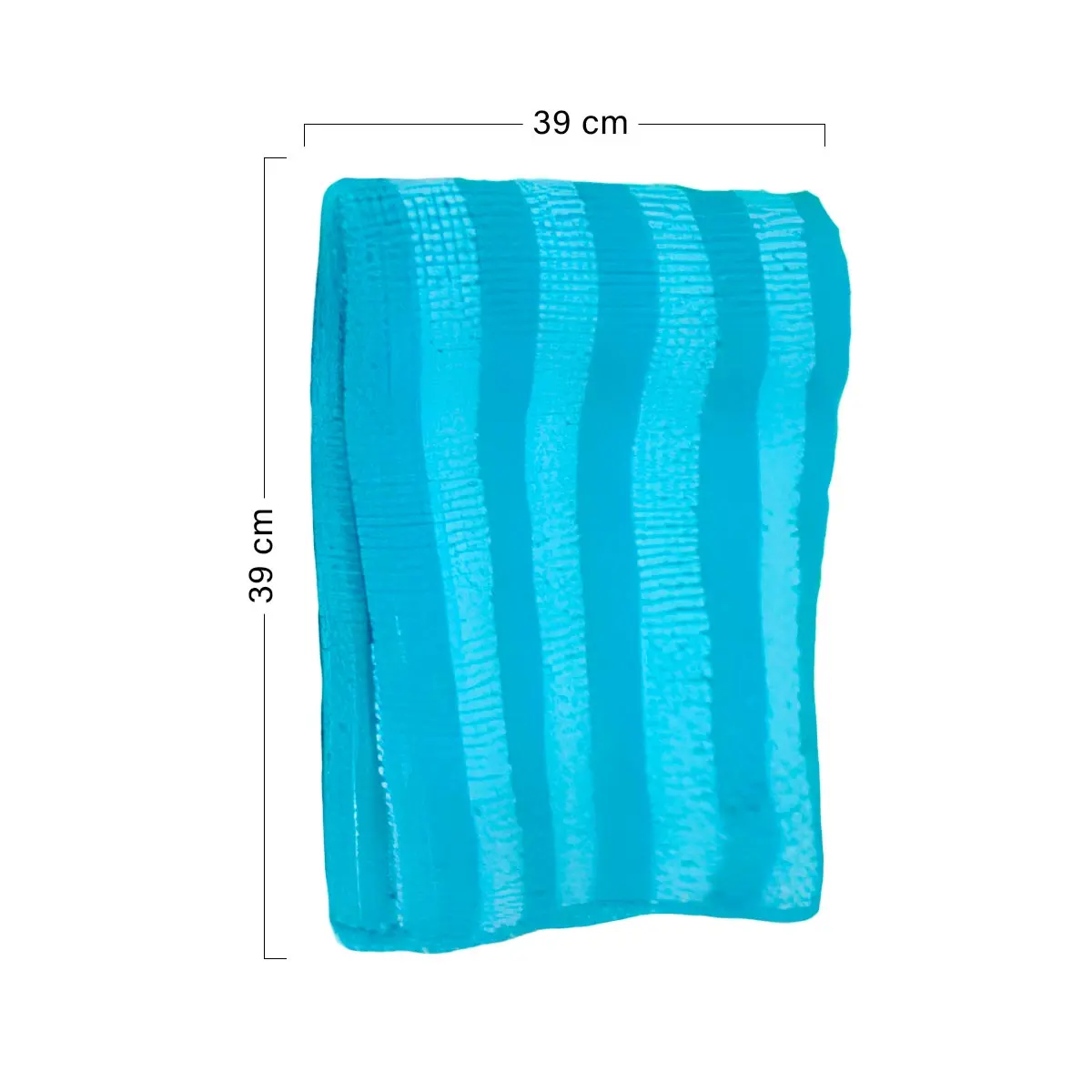 Toallas X4 paño de microfibra azul de 39 cm, con franjas texturizadas.