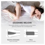 Almohada cojín entre piernas para dormir mejor, soporte de rodilla en posición lateral.
