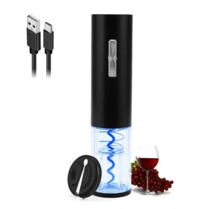 Sacacorchos eléctrico USB, abrebotellas de vino automático con luz azul y cargador.