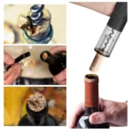 Sacacorchos eléctrico USB para vino abriendo botella.