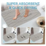 Tapete de piedra diatomeas súper absorbente y secado rápido con huellas de agua.