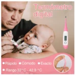 Termómetro digital para bebé, rápido, cómodo y exacto, rango 32°C - 42.9°C.