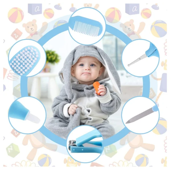Kit de aseo para bebé con 13 piezas: peine, cepillo, tijeras, cortaúñas y más.