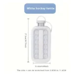 Botella hielera con molde de 16 hielos circulares blancos, 27.3cm x 11.4cm.