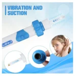 Limpiador de oídos con vibración y succión, extrae cera de forma segura para una limpieza profunda.