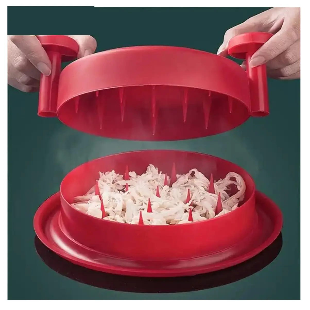 Desmechador para pollo y carne: desmenuza eficientemente con este accesorio de cocina rojo.
