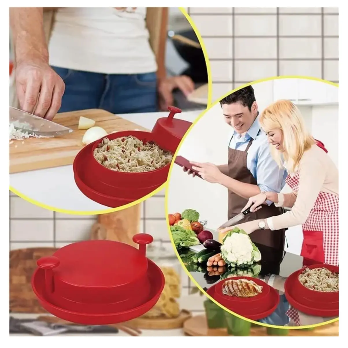 Desmechador de pollo y carne rojo, ideal para desmenuzar alimentos de forma rápida y sencilla en la cocina.