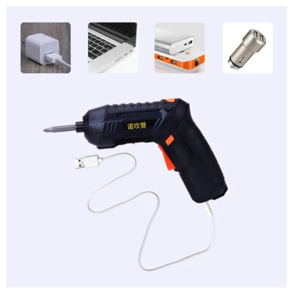 Destornillador atornillador eléctrico de 47 piezas con estuche, carga USB y accesorios.