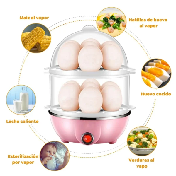 Hervidor eléctrico para 14 huevos, maíz, verduras, leche y esterilización de teteros.