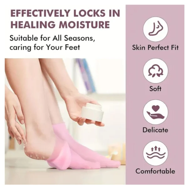 Medias spa hidratantes de silicona rosa para pies: ajuste perfecto, suaves y cómodas.
