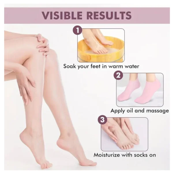 Medias spa hidratante de silicona: pies suaves con pasos sencillos.
