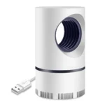 Lámpara matamosquitos UV blanca, portátil, con cable USB, para interiores y exteriores.