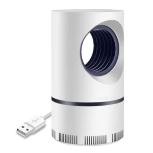 Lámpara matamosquitos UV blanca, portátil, con cable USB, para interiores y exteriores.