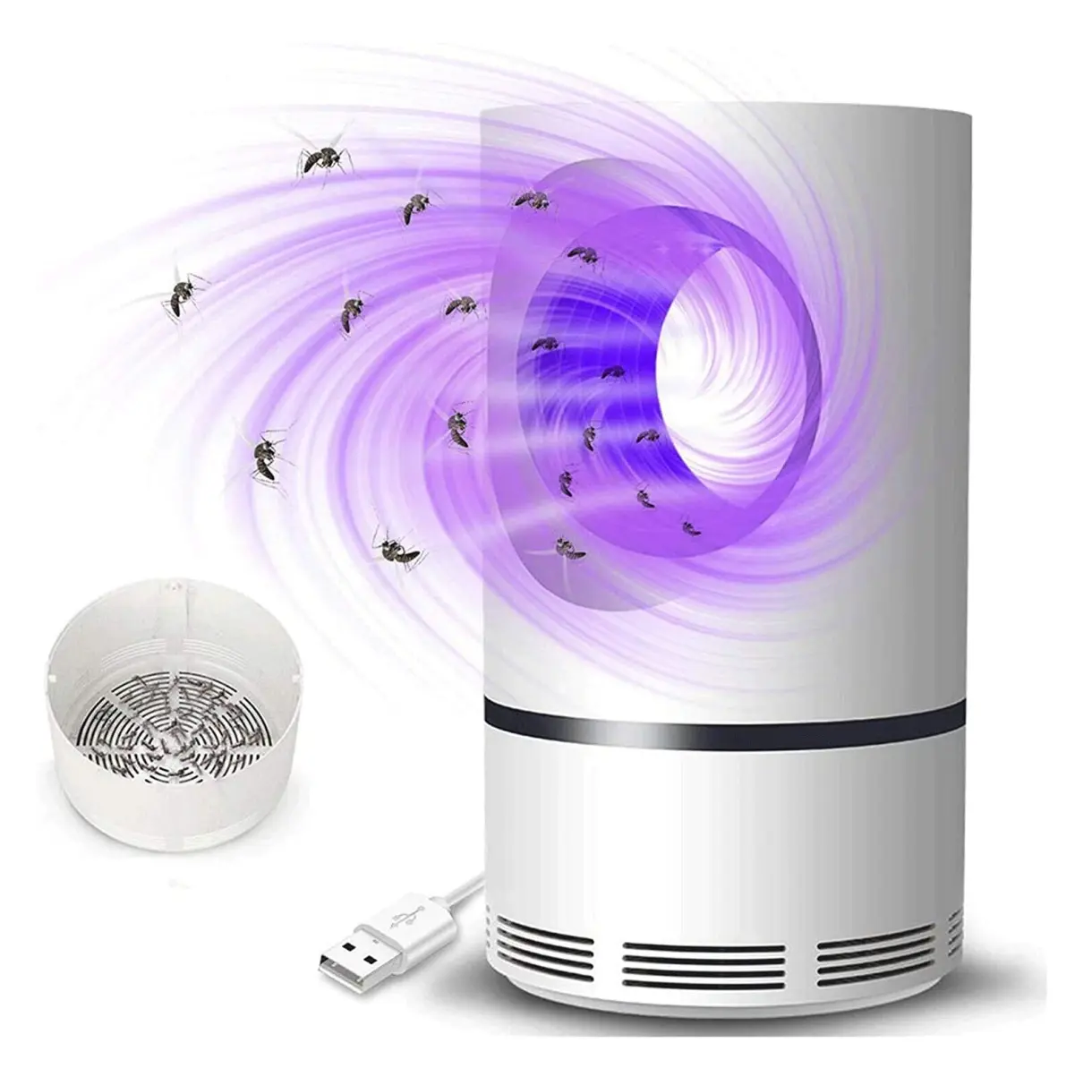 Lámpara mata mosquitos zancudos UV; atrae y elimina insectos con luz violeta.