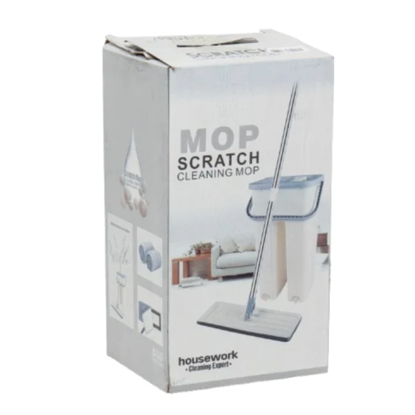 Trapero mopa plano con balde para limpieza de pisos, ideal para el hogar.