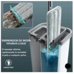 Trapero mopa plano con balde, ideal para limpieza profunda y sin esfuerzo.