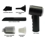 Mini aspiradora de mano portátil 3 en 1 con cepillo limpiador, tubo soplador y filtro lavable.