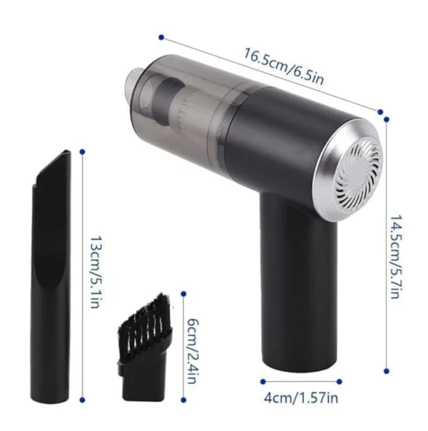 Mini aspiradora portátil para carro, ideal para limpieza del hogar, con boquilla y cepillo.