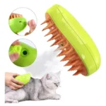 Cepillo de vapor para mascotas que rocía vapor para limpiar y cepillar gatos y perros.