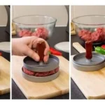 Molde para carne de hamburguesa con carne ya presionada y lista para cocinar