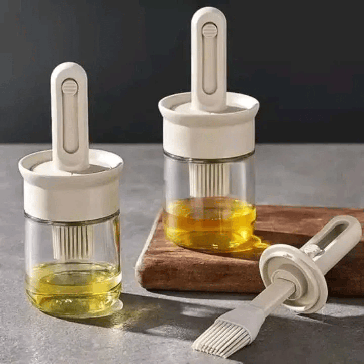 Dispensador de aceite con brocha de silicona, ideal para cocina, dosificador para asar.