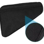 Bolso multiusos negro para bicicleta, estuche de tela con textura de panal, ideal para accesorios.
